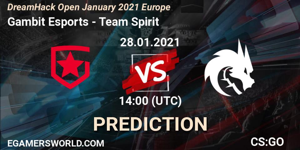 Pronóstico Gambit Esports - Team Spirit. 28.01.2021 at 14:00, Counter-Strike (CS2), DreamHack Open January 2021 Europe
