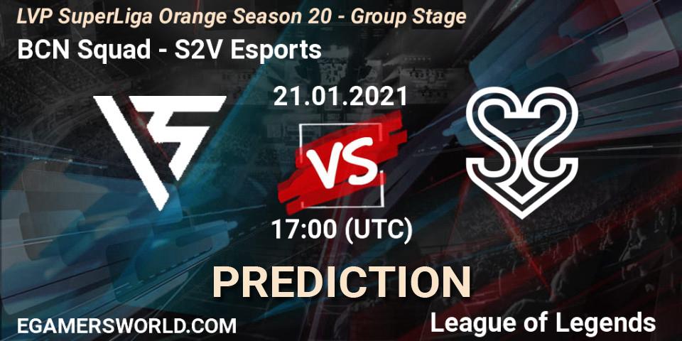 Pronóstico BCN Squad - S2V Esports. 21.01.2021 at 17:00, LoL, LVP SuperLiga Orange Season 20 - Group Stage