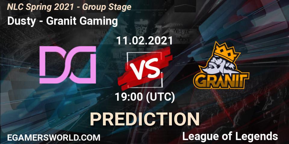 Pronóstico Dusty - Granit Gaming. 11.02.2021 at 19:00, LoL, NLC Spring 2021 - Group Stage