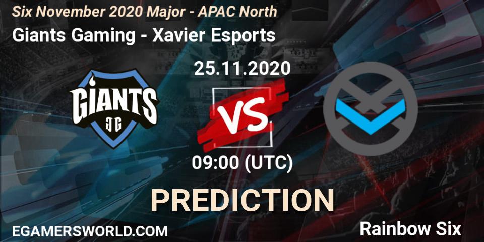 Pronóstico Giants Gaming - Xavier Esports. 25.11.2020 at 12:30, Rainbow Six, Six November 2020 Major - APAC North