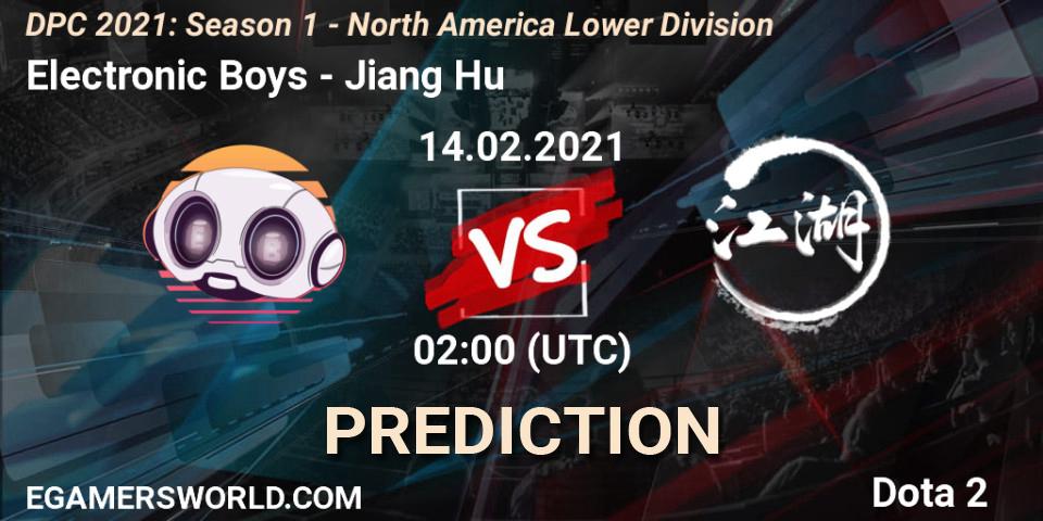 Pronóstico Electronic Boys - Jiang Hu. 14.02.2021 at 02:02, Dota 2, DPC 2021: Season 1 - North America Lower Division