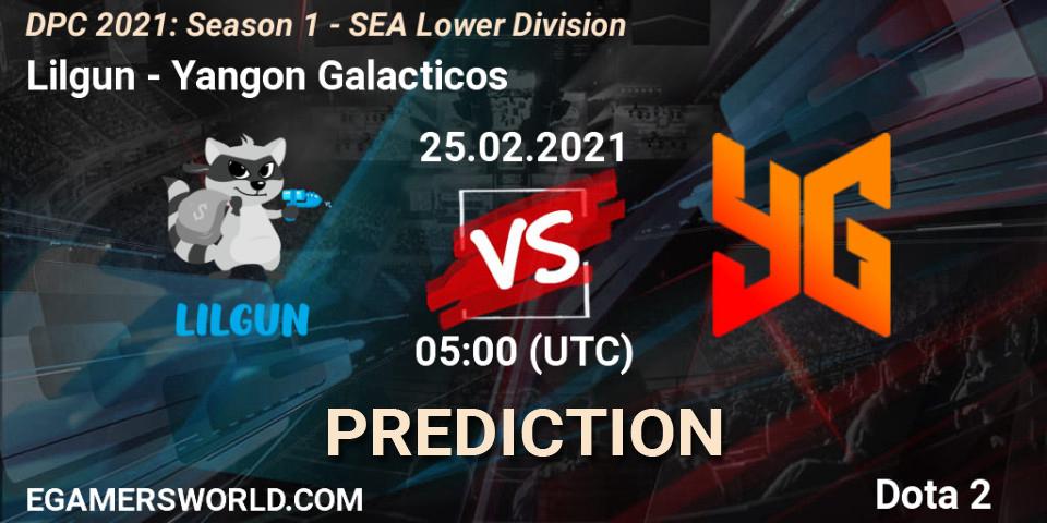 Pronóstico Lilgun - Yangon Galacticos. 25.02.2021 at 05:00, Dota 2, DPC 2021: Season 1 - SEA Lower Division