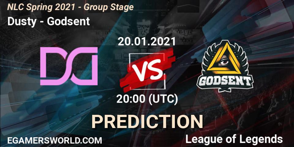 Pronóstico Dusty - Godsent. 20.01.2021 at 20:00, LoL, NLC Spring 2021 - Group Stage
