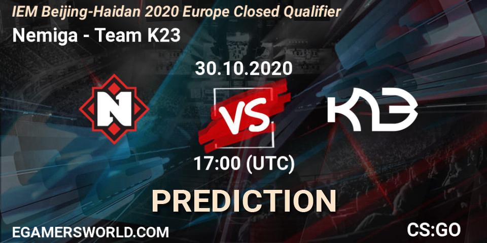 Pronóstico Nemiga - Team K23. 30.10.2020 at 17:00, Counter-Strike (CS2), IEM Beijing-Haidian 2020 Europe Closed Qualifier