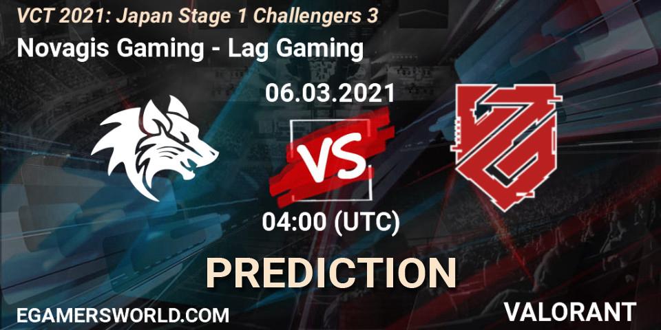 Pronóstico Novagis Gaming - Lag Gaming. 06.03.2021 at 04:00, VALORANT, VCT 2021: Japan Stage 1 Challengers 3