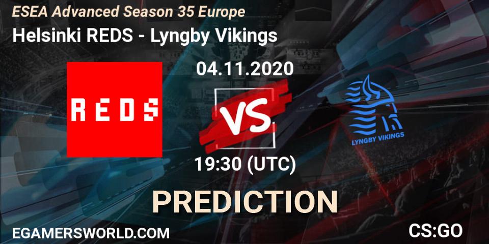 Pronóstico Helsinki REDS - Lyngby Vikings. 05.11.2020 at 18:05, Counter-Strike (CS2), ESEA Advanced Season 35 Europe