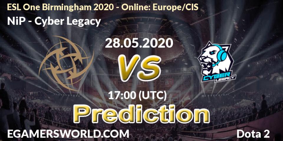 Pronóstico NiP - Cyber Legacy. 28.05.2020 at 16:18, Dota 2, ESL One Birmingham 2020 - Online: Europe/CIS