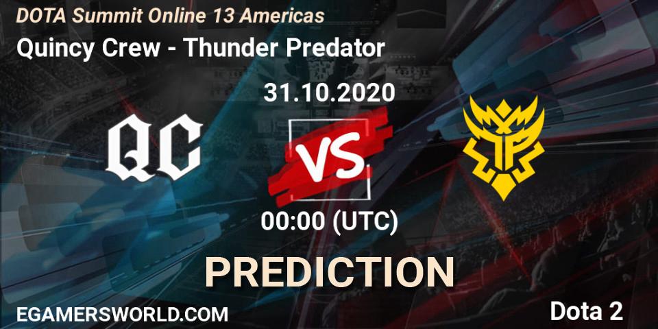 Pronóstico Quincy Crew - Thunder Predator. 30.10.2020 at 22:14, Dota 2, DOTA Summit 13: Americas