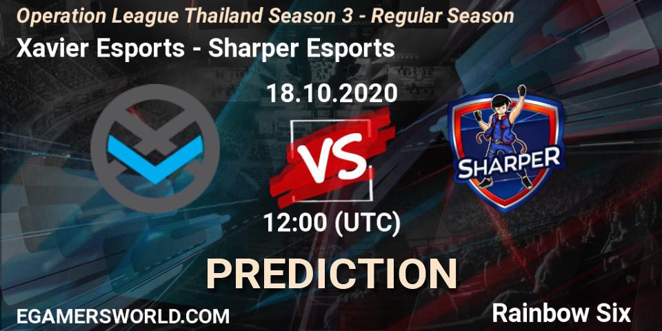Pronóstico Xavier Esports - Sharper Esports. 18.10.2020 at 12:00, Rainbow Six, Operation League Thailand Season 3 - Regular Season