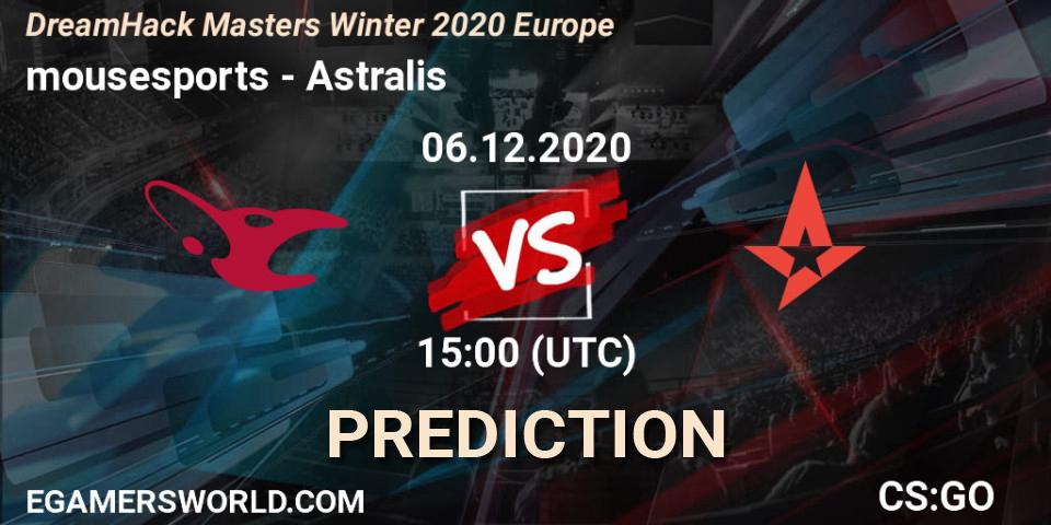 Pronóstico mousesports - Astralis. 06.12.20, CS2 (CS:GO), DreamHack Masters Winter 2020 Europe