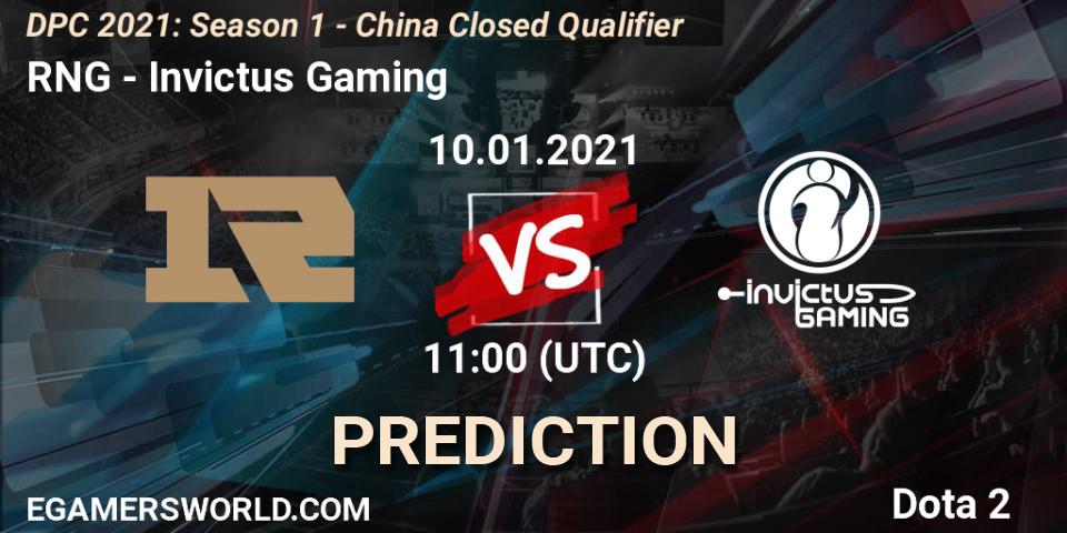 Pronóstico RNG - Invictus Gaming. 10.01.2021 at 11:22, Dota 2, DPC 2021: Season 1 - China Closed Qualifier