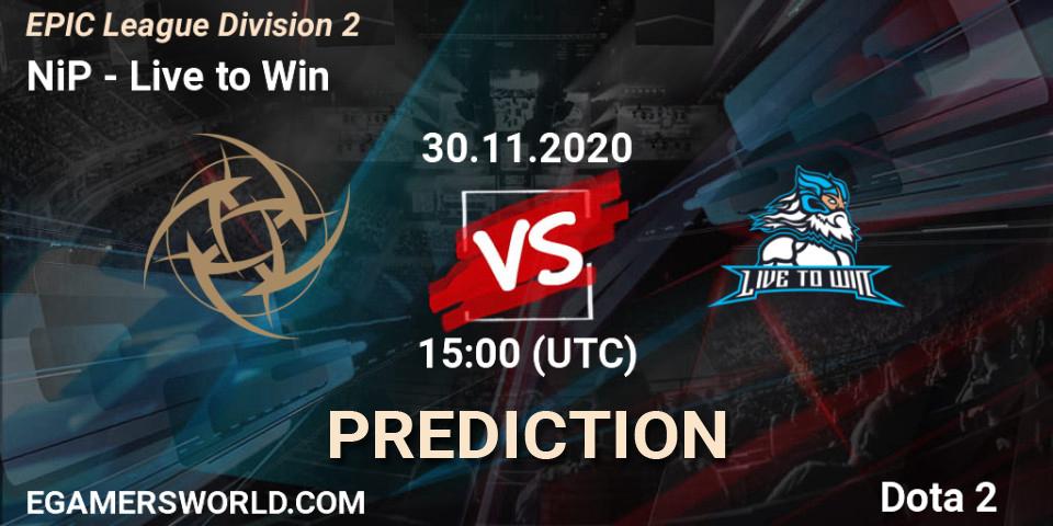 Pronóstico NiP - Live to Win. 30.11.20, Dota 2, EPIC League Division 2