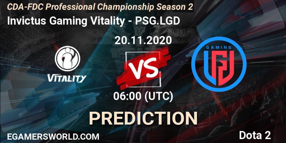 Pronóstico Invictus Gaming Vitality - PSG.LGD. 20.11.20, Dota 2, CDA-FDC Professional Championship Season 2