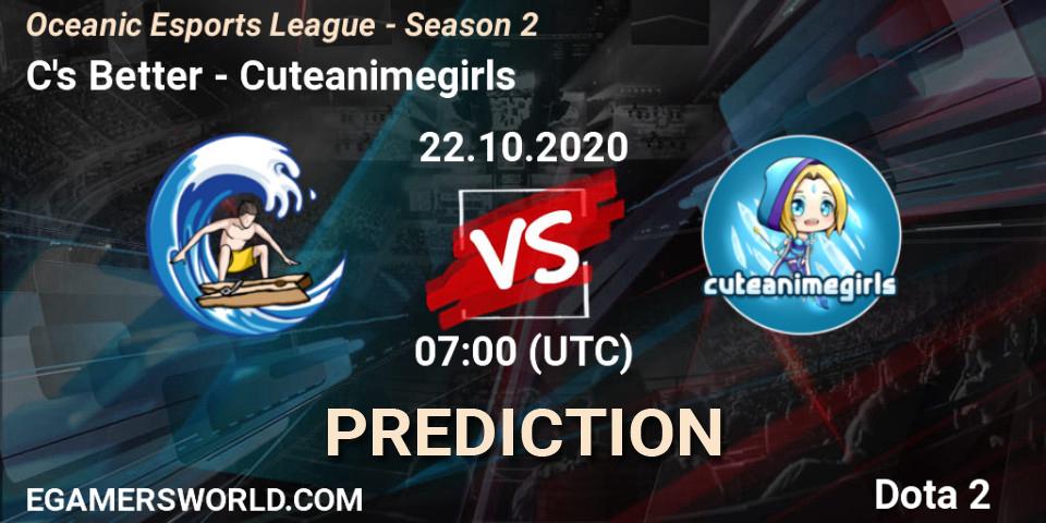 Pronóstico C's Better - Cuteanimegirls. 22.10.2020 at 07:01, Dota 2, Oceanic Esports League - Season 2