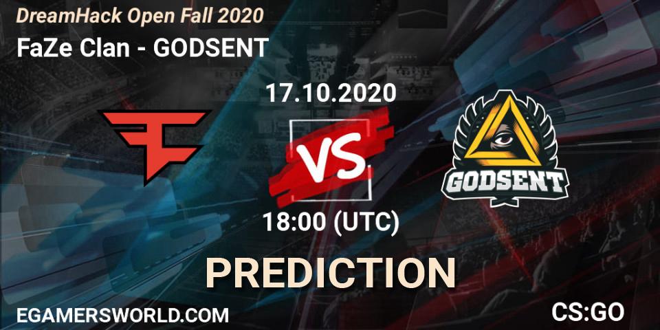 Pronóstico FaZe Clan - GODSENT. 17.10.2020 at 18:50, Counter-Strike (CS2), DreamHack Open Fall 2020