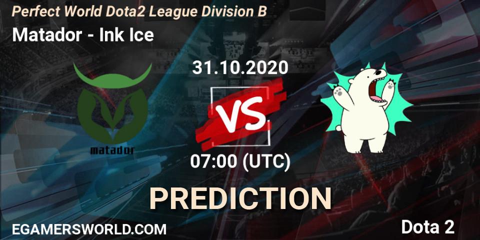 Pronóstico Matador - Ink Ice. 31.10.2020 at 07:05, Dota 2, Perfect World Dota2 League Division B