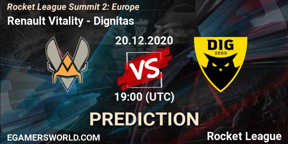 Pronóstico Renault Vitality - Dignitas. 20.12.20, Rocket League, Rocket League Summit 2: Europe