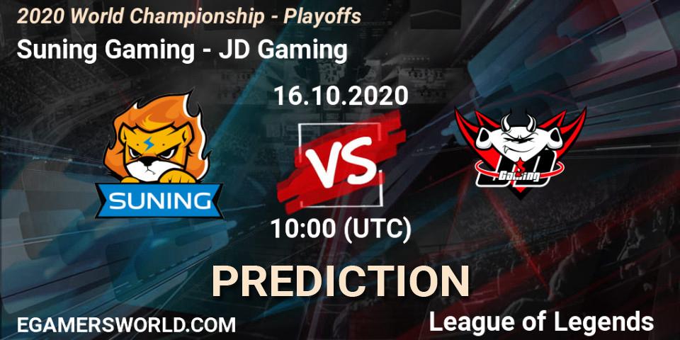 Pronóstico Suning Gaming - JD Gaming. 16.10.2020 at 09:31, LoL, 2020 World Championship - Playoffs