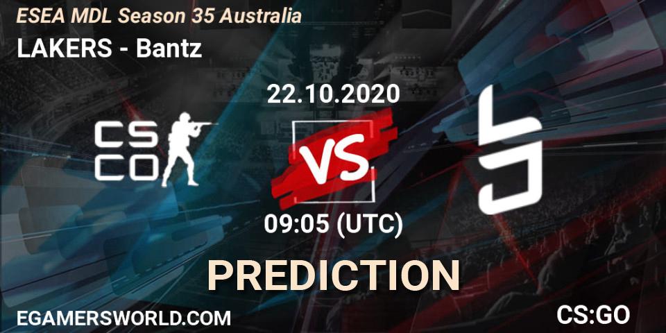 Pronóstico LAKERS - Bantz. 22.10.2020 at 09:05, Counter-Strike (CS2), ESEA MDL Season 35 Australia