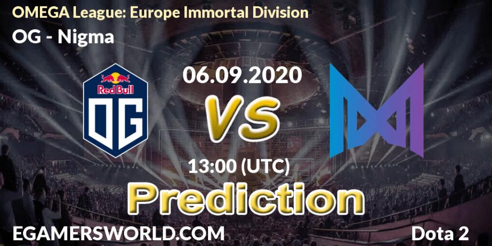 Pronóstico OG - Nigma. 06.09.2020 at 13:00, Dota 2, OMEGA League: Europe Immortal Division