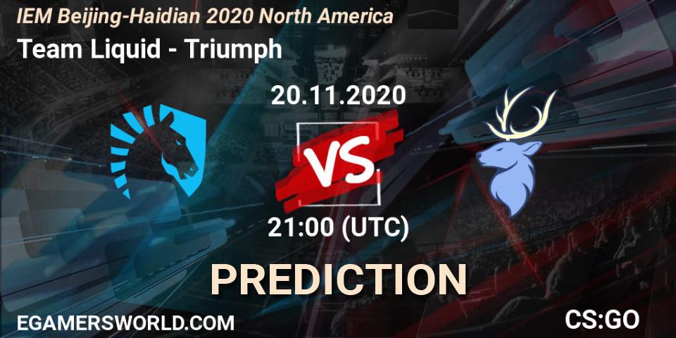Pronóstico Team Liquid - Triumph. 20.11.2020 at 21:30, Counter-Strike (CS2), IEM Beijing-Haidian 2020 North America
