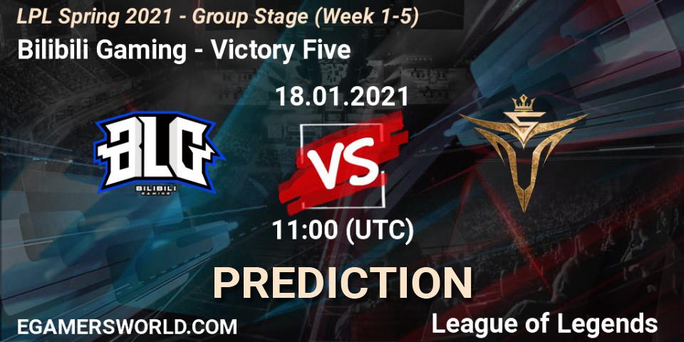 Pronóstico Bilibili Gaming - Victory Five. 18.01.2021 at 11:18, LoL, LPL Spring 2021 - Group Stage (Week 1-5)