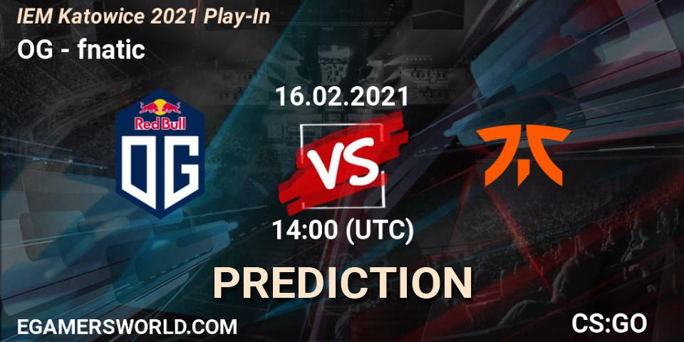 Pronóstico OG - fnatic. 16.02.2021 at 14:00, Counter-Strike (CS2), IEM Katowice 2021 Play-In