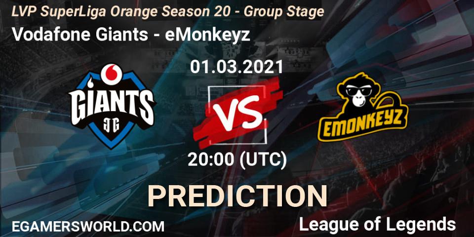 Pronóstico Vodafone Giants - eMonkeyz. 01.03.2021 at 20:00, LoL, LVP SuperLiga Orange Season 20 - Group Stage