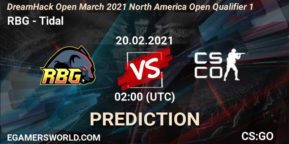 Pronóstico RBG - Tidal. 20.02.2021 at 02:10, Counter-Strike (CS2), DreamHack Open March 2021 North America Open Qualifier 1