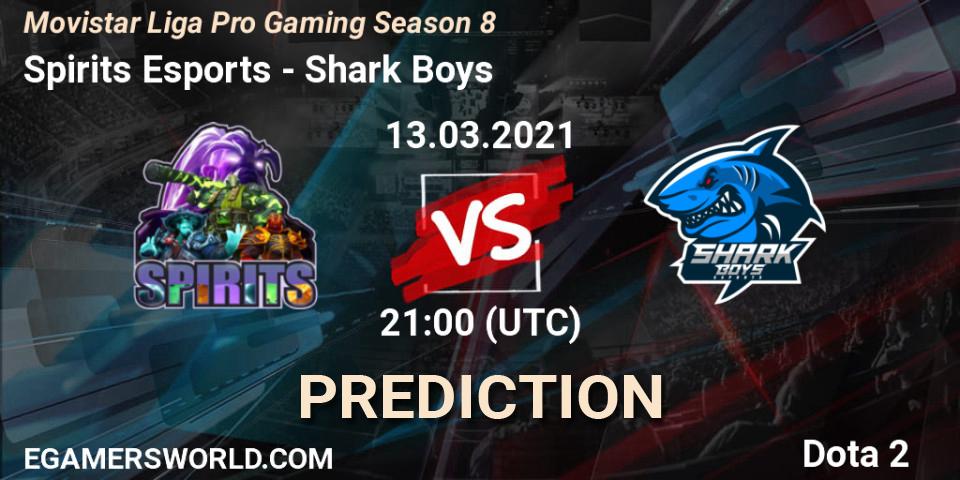 Pronóstico Spirits Esports - Shark Boys. 13.03.2021 at 21:02, Dota 2, Movistar Liga Pro Gaming Season 8