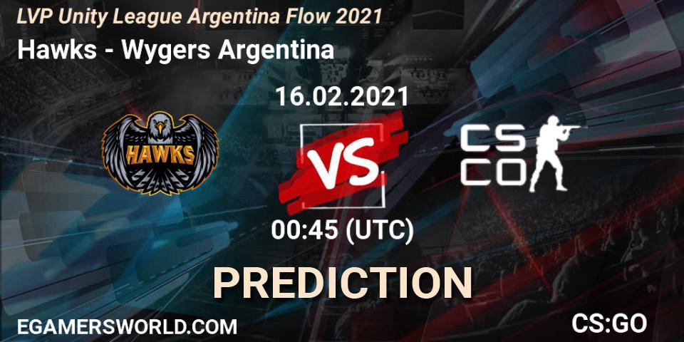 Pronóstico Hawks - Wygers Argentina. 16.02.2021 at 00:45, Counter-Strike (CS2), LVP Unity League Argentina Apertura 2021