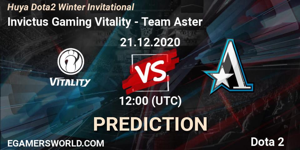 Pronóstico Invictus Gaming Vitality - Team Aster. 21.12.2020 at 11:45, Dota 2, Huya Dota2 Winter Invitational