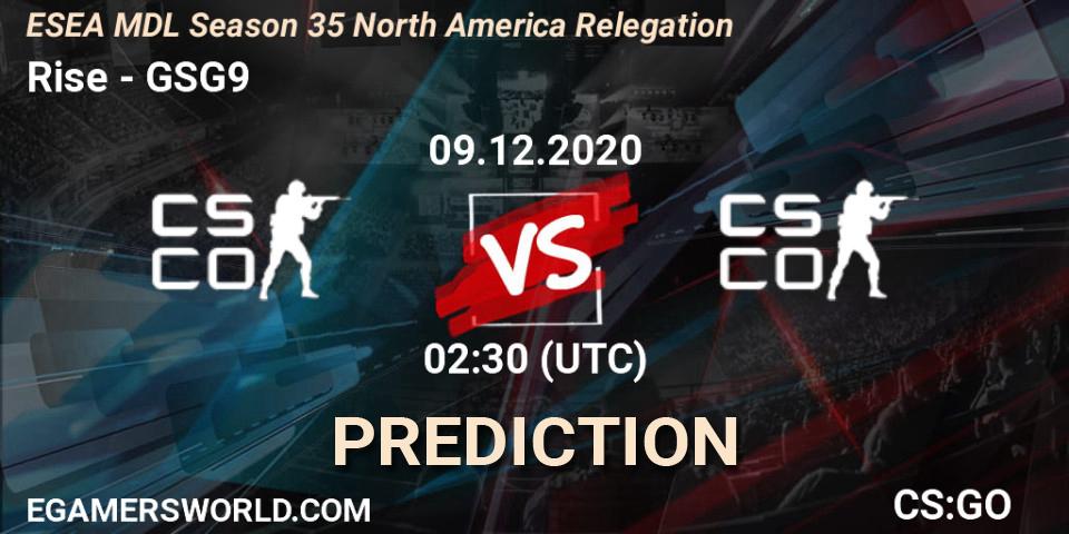 Pronóstico Rise - GSG9. 09.12.2020 at 02:30, Counter-Strike (CS2), ESEA MDL Season 35 North America Relegation
