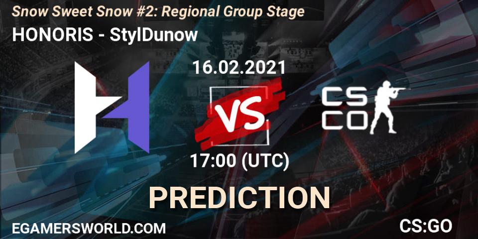 Pronóstico HONORIS - StylDunow. 16.02.2021 at 17:00, Counter-Strike (CS2), Snow Sweet Snow #2: Regional Group Stage
