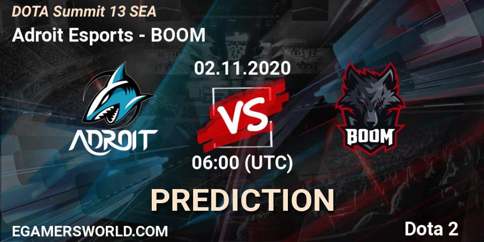 Pronóstico Adroit Esports - BOOM. 02.11.2020 at 08:07, Dota 2, DOTA Summit 13: SEA
