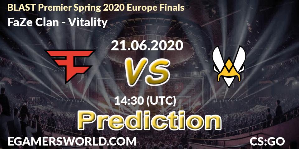 Pronóstico FaZe Clan - Vitality. 21.06.2020 at 14:30, Counter-Strike (CS2), BLAST Premier Spring 2020 Europe Finals