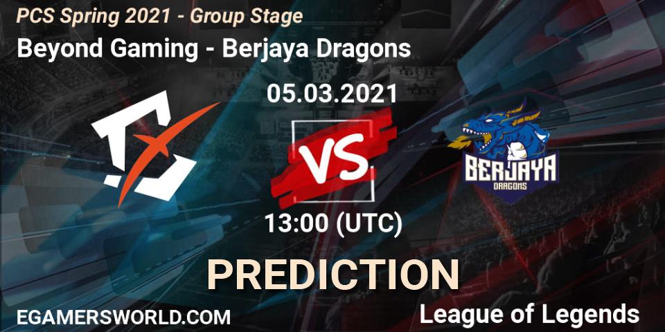 Pronóstico Beyond Gaming - Berjaya Dragons. 05.03.2021 at 13:00, LoL, PCS Spring 2021 - Group Stage