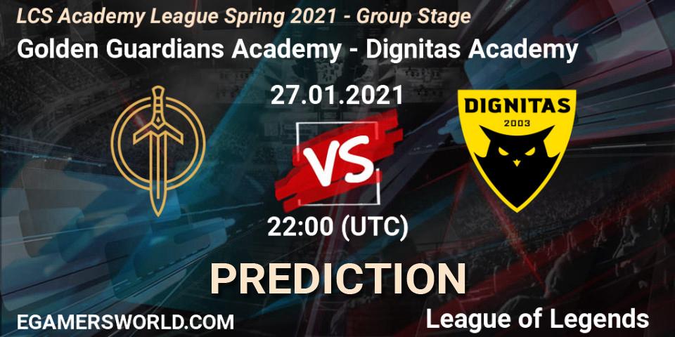 Pronóstico Golden Guardians Academy - Dignitas Academy. 27.01.2021 at 22:00, LoL, LCS Academy League Spring 2021 - Group Stage