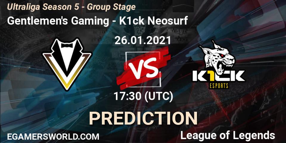 Pronóstico Gentlemen's Gaming - K1ck Neosurf. 26.01.2021 at 17:30, LoL, Ultraliga Season 5 - Group Stage