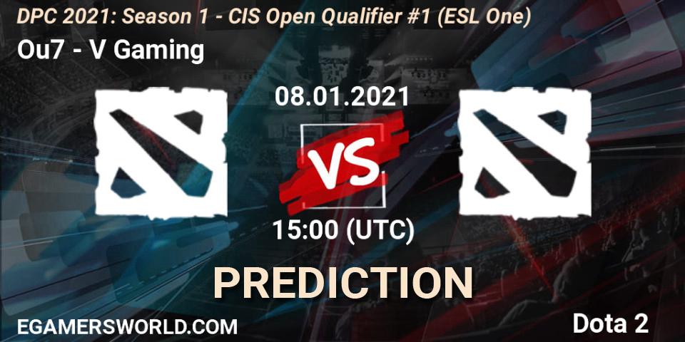 Pronóstico Ou7 - V Gaming. 08.01.2021 at 15:00, Dota 2, DPC 2021: Season 1 - CIS Open Qualifier #1 (ESL One)