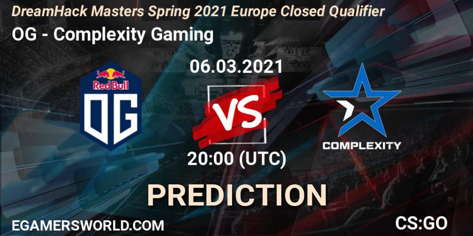 Pronóstico OG - Complexity Gaming. 06.03.2021 at 20:10, Counter-Strike (CS2), DreamHack Masters Spring 2021 Europe Closed Qualifier