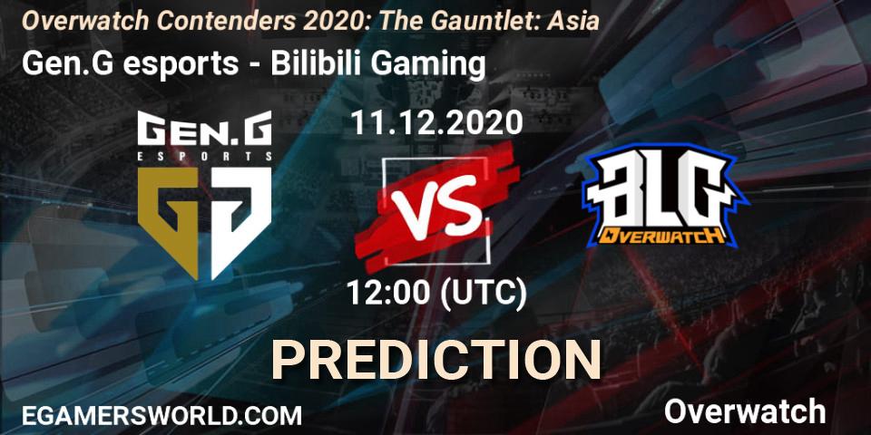 Pronóstico Gen.G esports - Bilibili Gaming. 14.12.20, Overwatch, Overwatch Contenders 2020: The Gauntlet: Asia