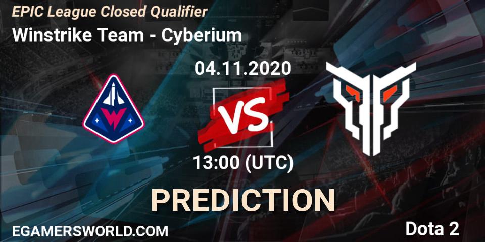 Pronóstico Winstrike Team - Cyberium. 04.11.2020 at 16:05, Dota 2, EPIC League Closed Qualifier