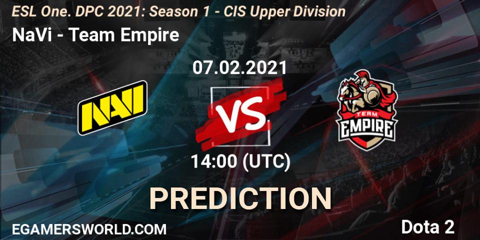 Pronóstico NaVi - Team Empire. 07.02.21, Dota 2, ESL One. DPC 2021: Season 1 - CIS Upper Division