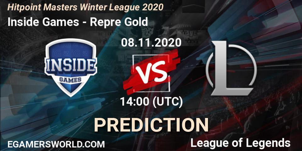 Pronóstico Inside Games - Repre Gold. 08.11.2020 at 14:00, LoL, Hitpoint Masters Winter League 2020