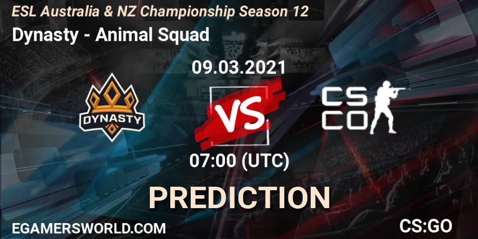 Pronóstico Dynasty - Animal Squad. 11.03.2021 at 07:00, Counter-Strike (CS2), ESL Australia & NZ Championship Season 12