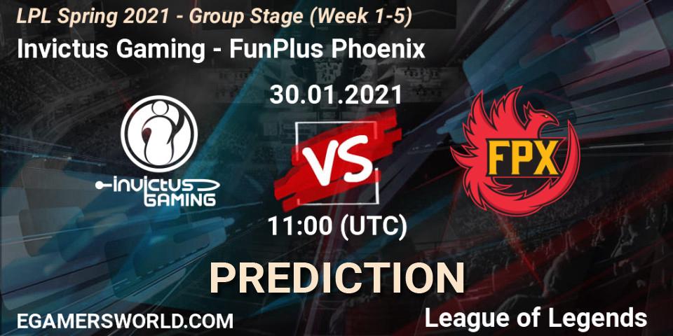 Pronóstico Invictus Gaming - FunPlus Phoenix. 30.01.21, LoL, LPL Spring 2021 - Group Stage (Week 1-5)