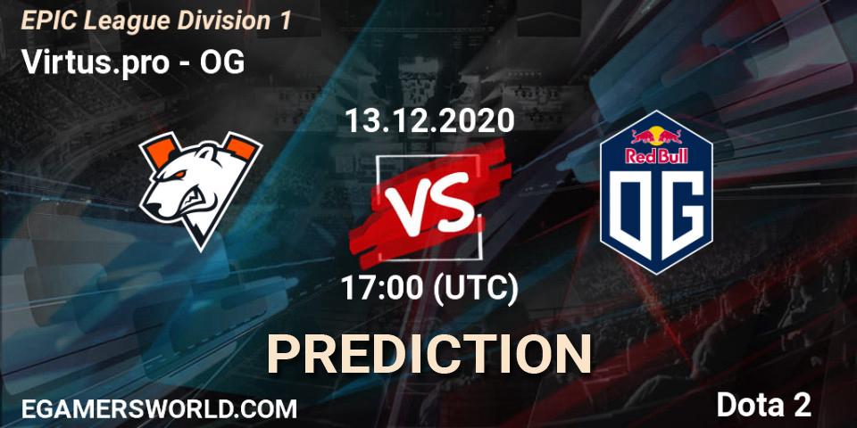 Pronóstico Virtus.pro - OG. 13.12.2020 at 17:34, Dota 2, EPIC League Division 1