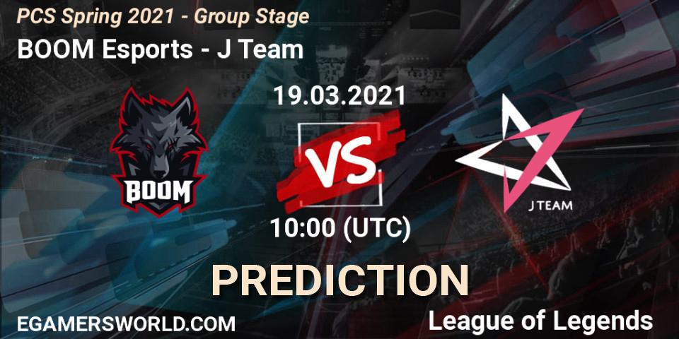 Pronóstico BOOM Esports - J Team. 19.03.2021 at 10:00, LoL, PCS Spring 2021 - Group Stage