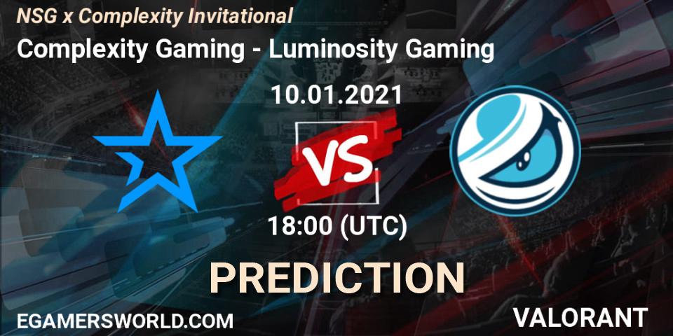 Pronóstico Complexity Gaming - Luminosity Gaming. 10.01.2021 at 18:00, VALORANT, NSG x Complexity Invitational